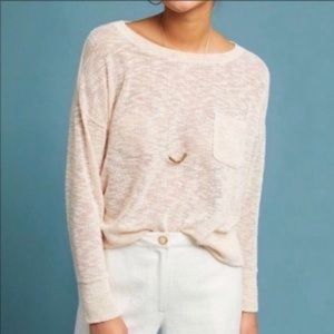 Anthropologie Maeve Cream Pocket Top